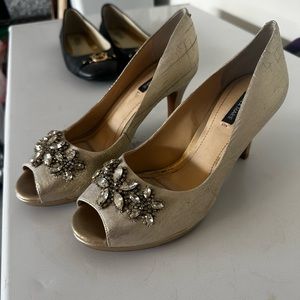 Bridal shoes- Alexmarie Rhinestone beaded gold
